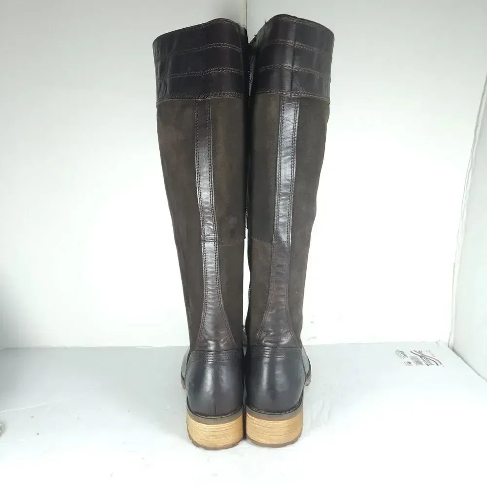 Timberland Women's Bethel Heights US9 Brown Leather Zip Knee High Riding Boots
